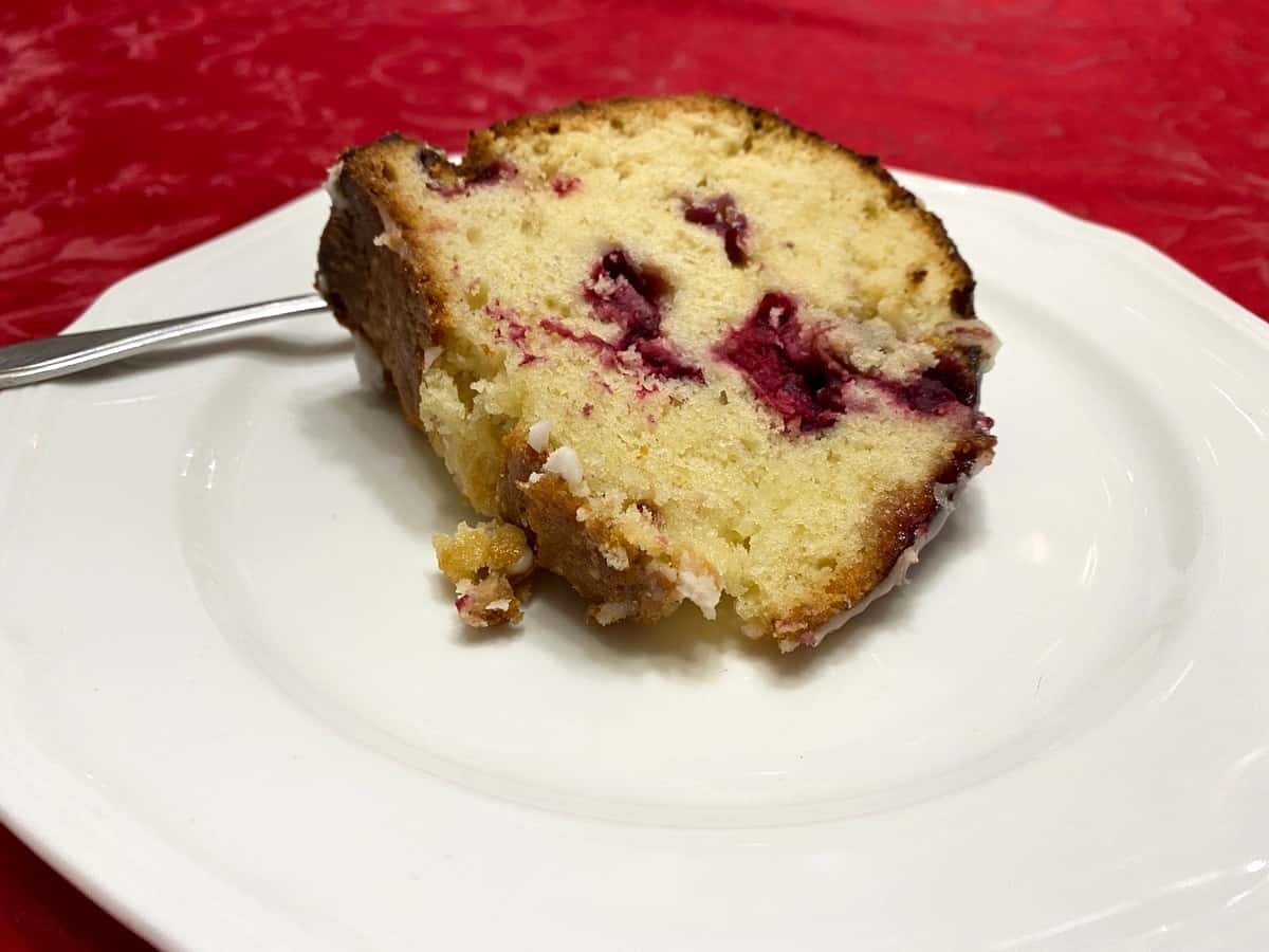 Serving Cranberry Pound Cake for Dessert