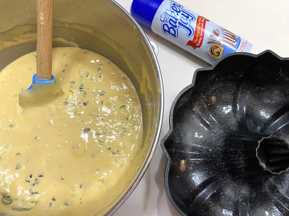 Pour Batter into a Prepared Bundt Cake Pan