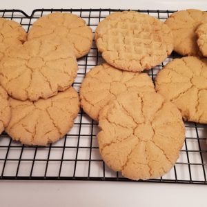 Peanut Butter Cookies Decorated with Cookie Press