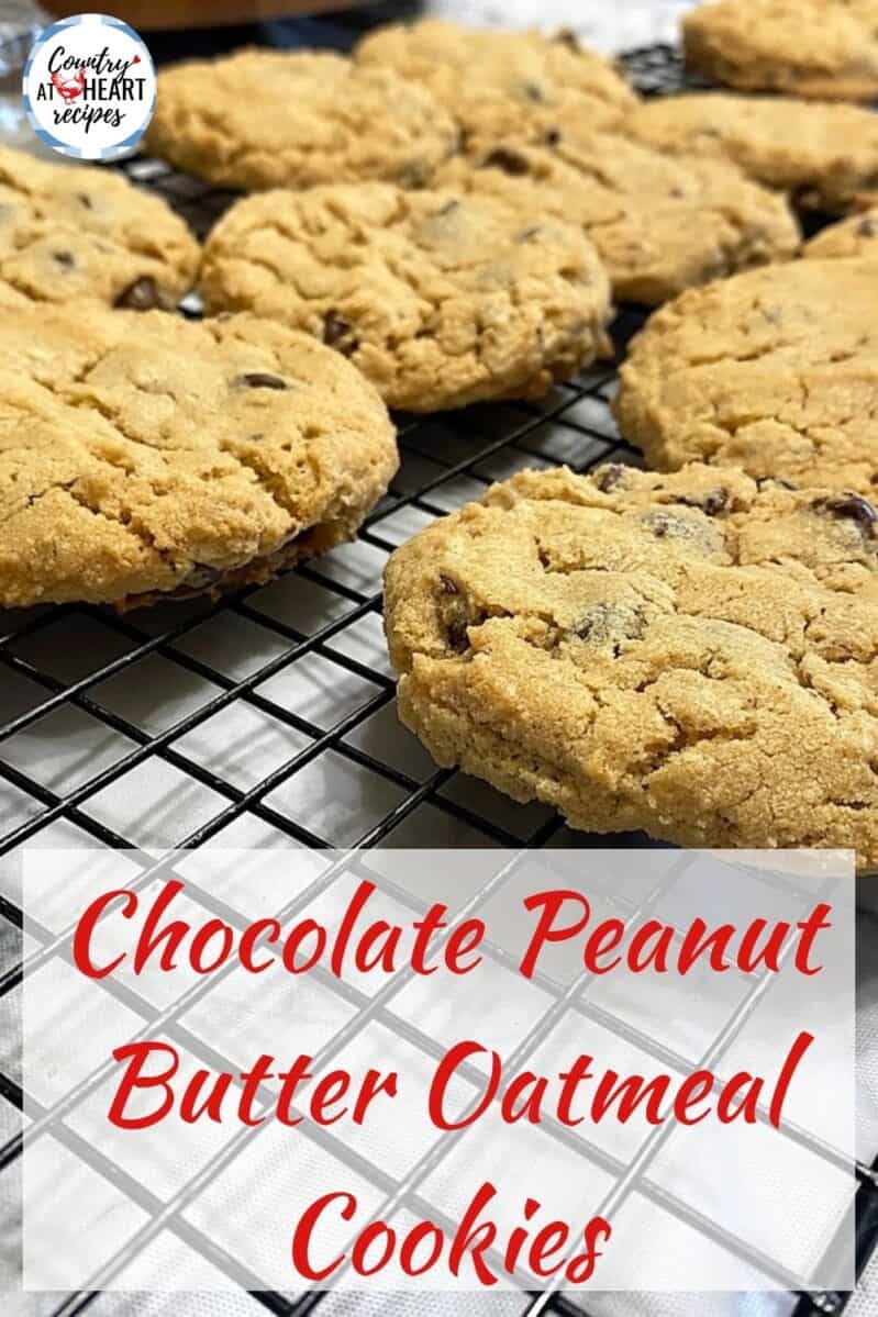 Pinterest Pin - Chocolate Peanut Butter Oatmeal Cookies