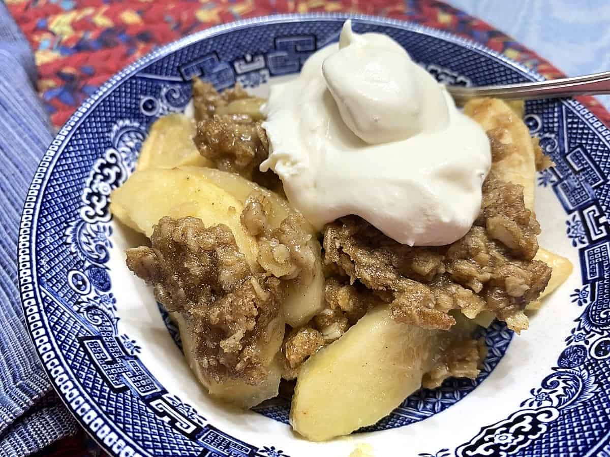 Serve Apple Crisp Warm or Cold with Whipping Cream or Ice Cream