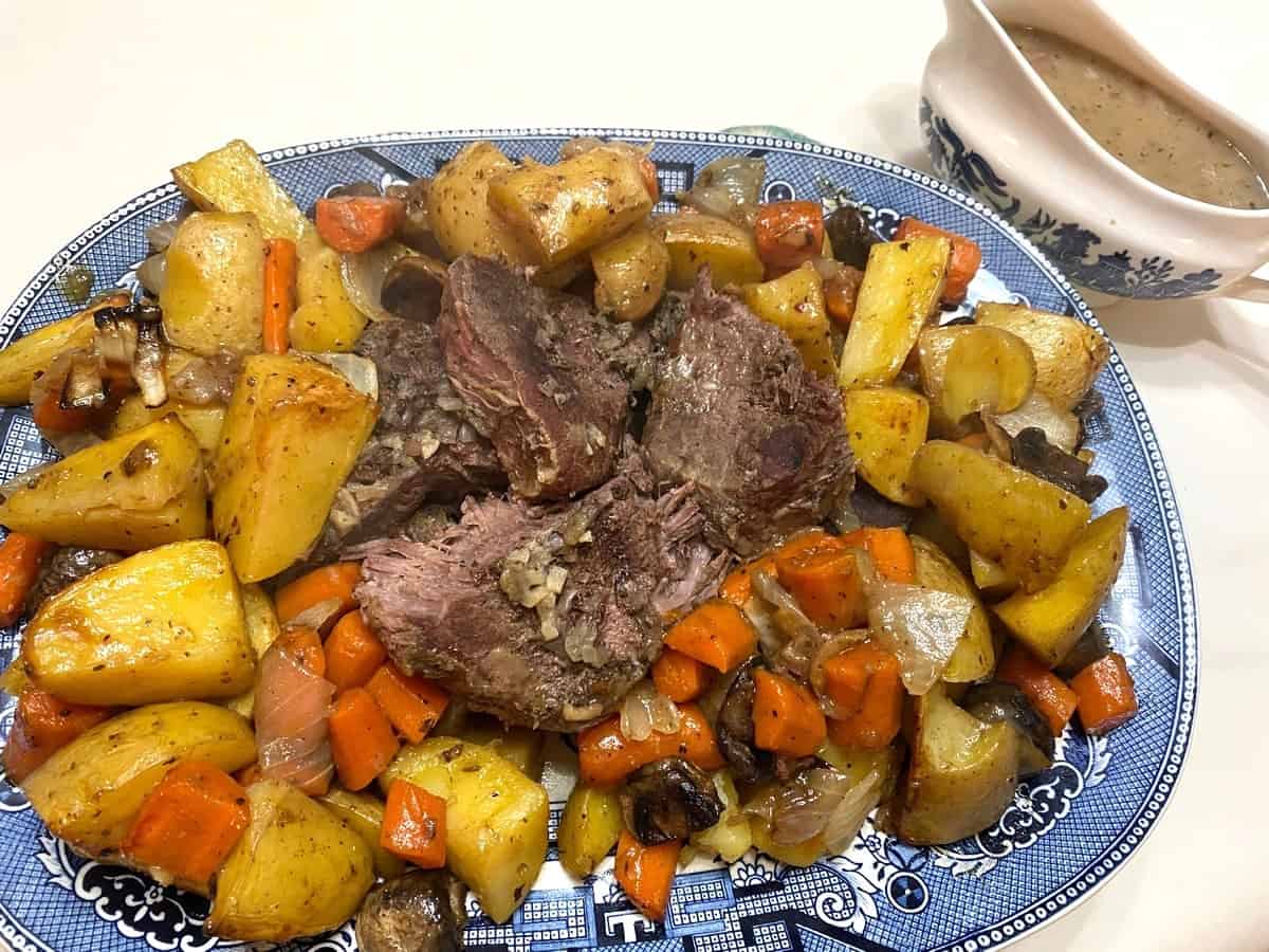 Serve Roast and Vegetables on a Platter with Gravy