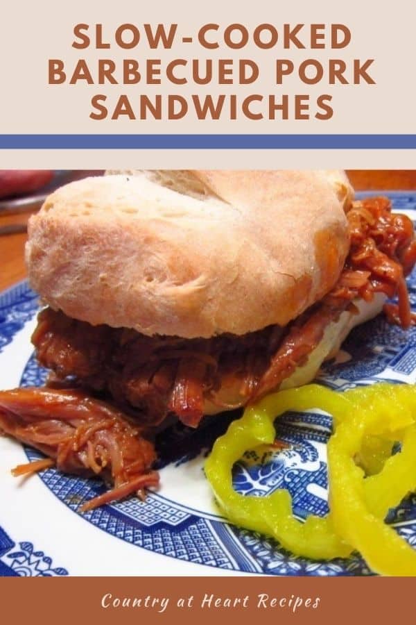 Pinterest Pin - Slow-Cooked Barbecued Pork Sandwiches