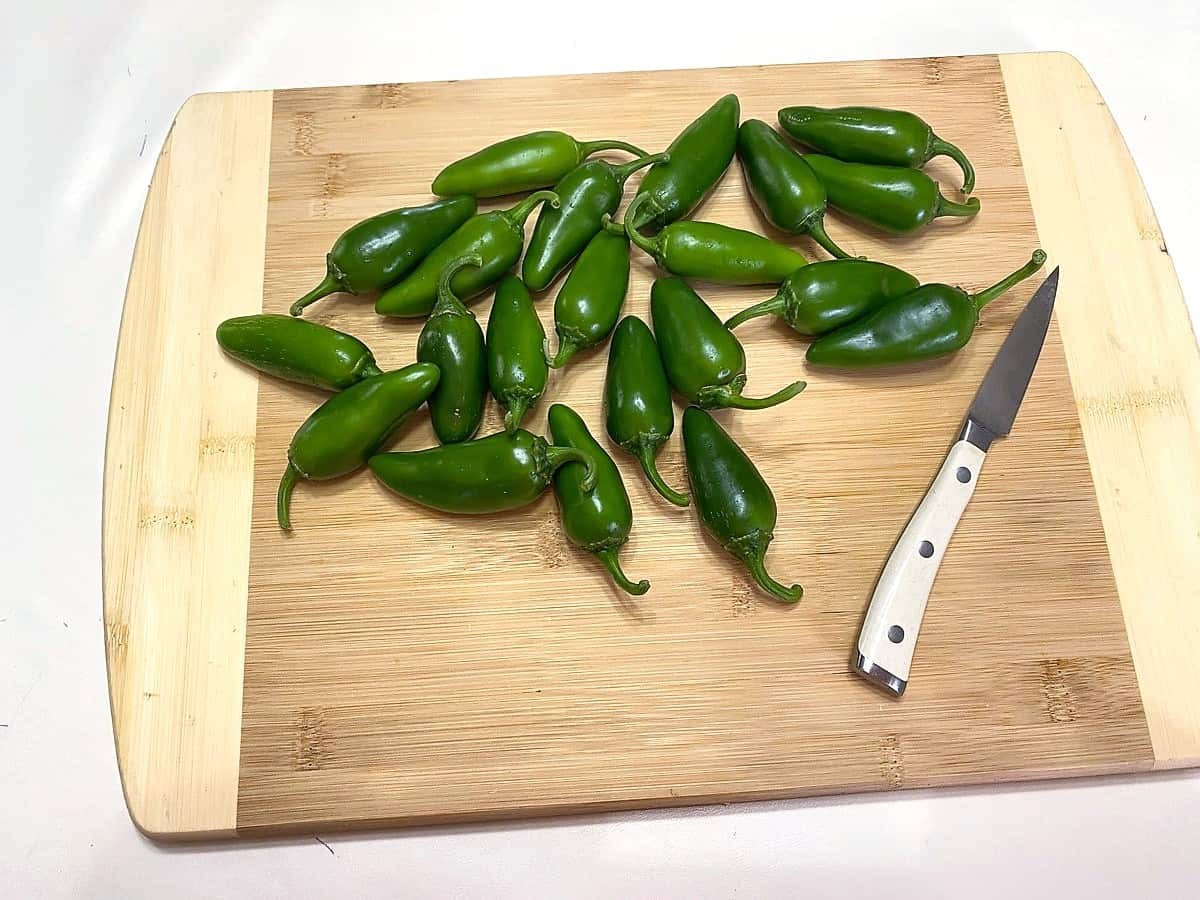 Slicing the Jalapeno Peppers