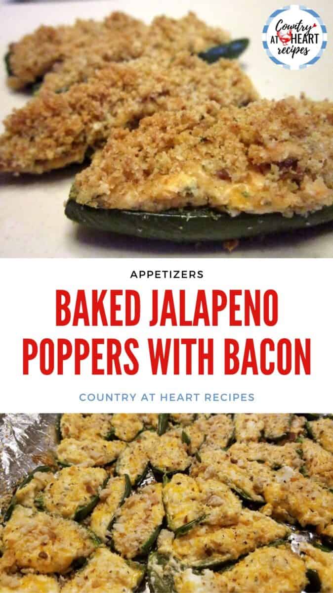 Pinterest Pin - Baked Jalapeno Poppers with Bacon