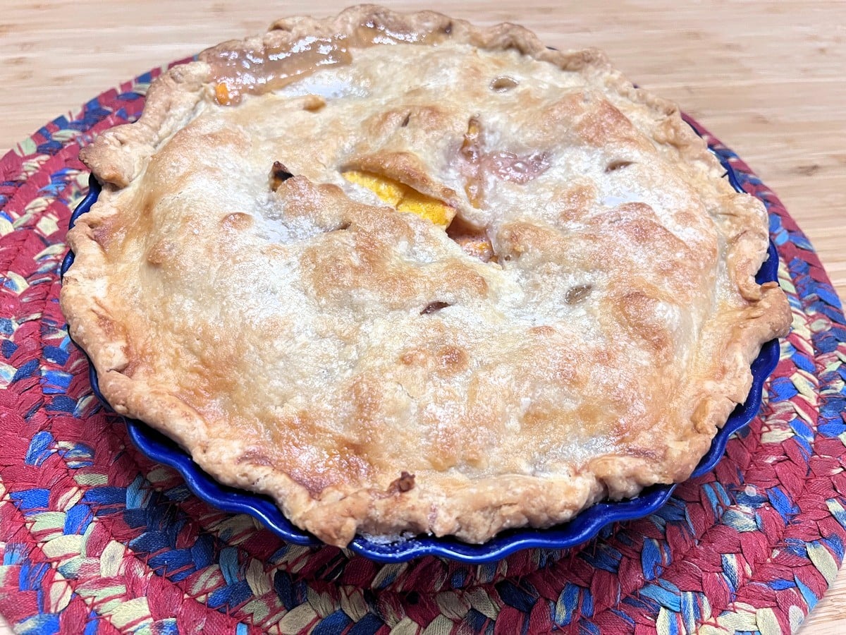 Bake Peach Pie until Crust is Golden Brown