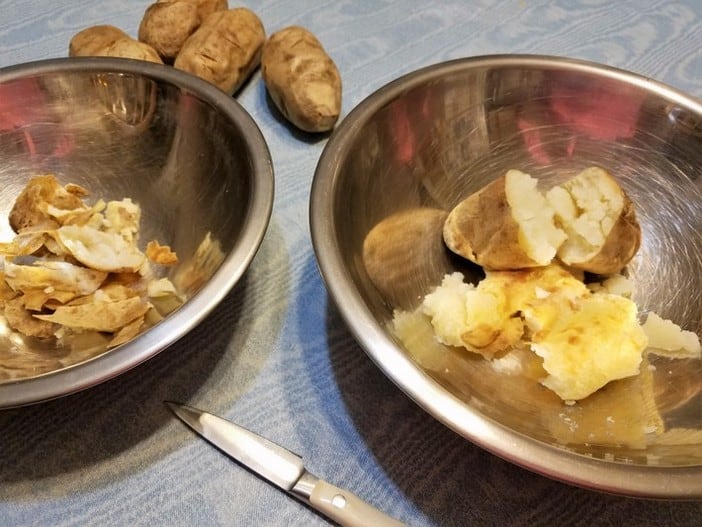 Peeling the Baked Potatoes