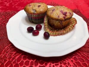 Serving Cranberry Muffins with Black Walnuts