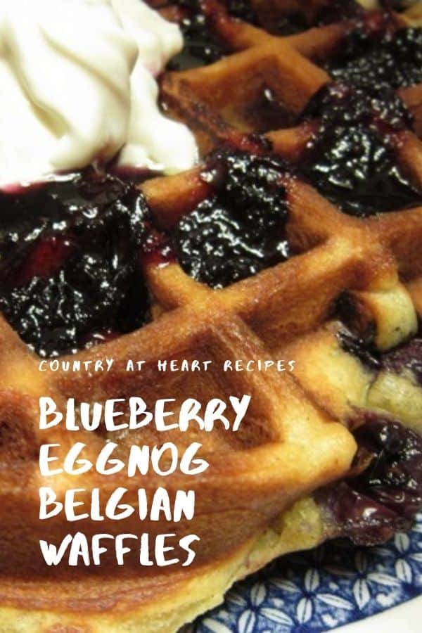 Pinterest Pin - Blueberry Eggnog Belgian Waffles