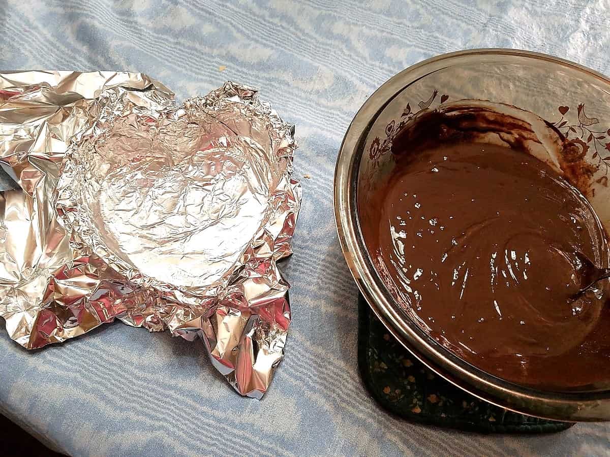 Prepare the Heart Baking Pan with Aluminum Foil