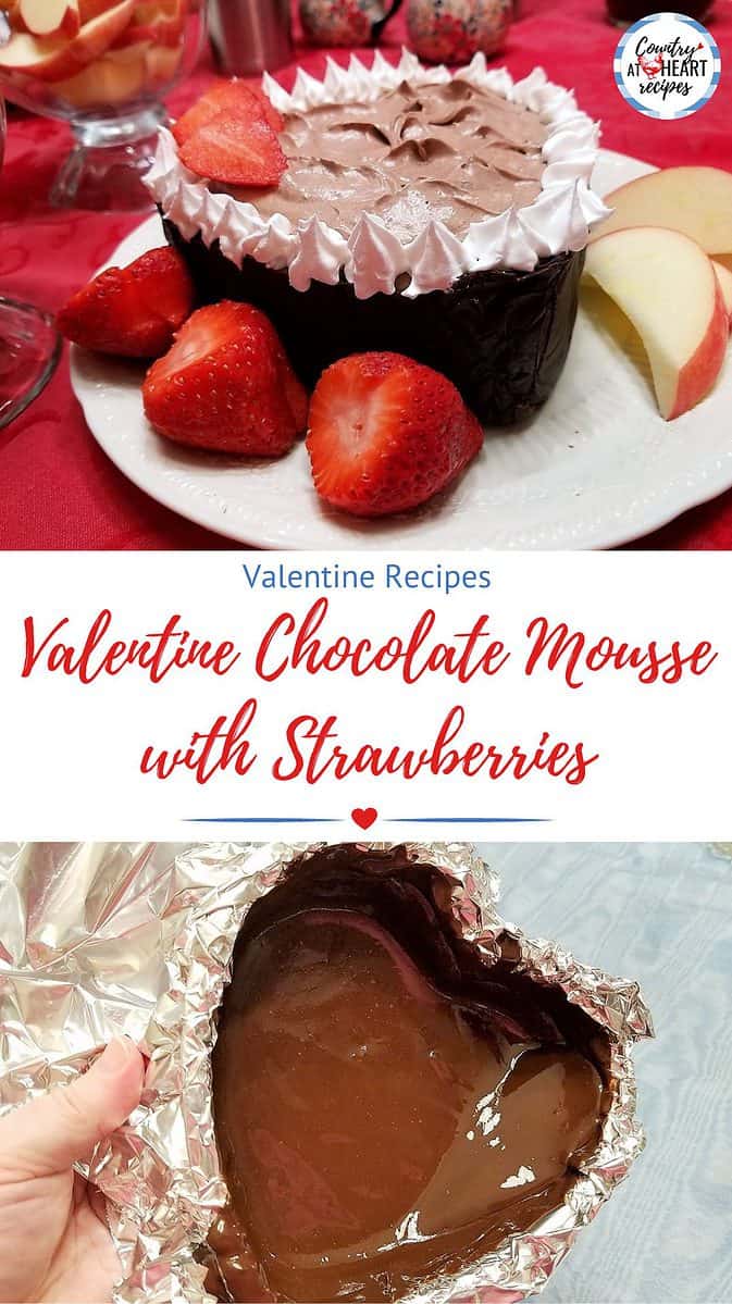 Pinterest Pin - Valentine Chocolate Mousse with Strawberries