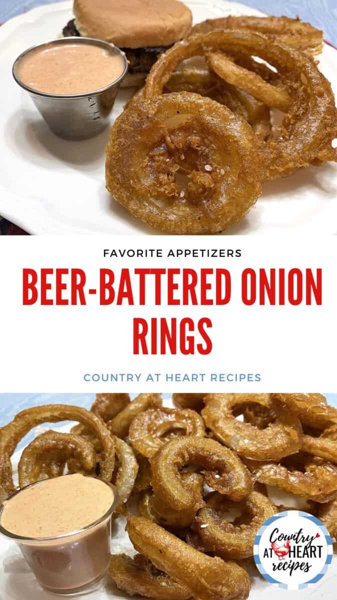 Pinterest Pin - Beer-Battered Onion Rings