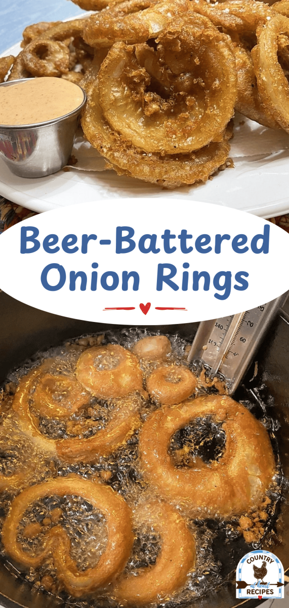 Pinterest Long Pin - Beer-Battered Onion Rings