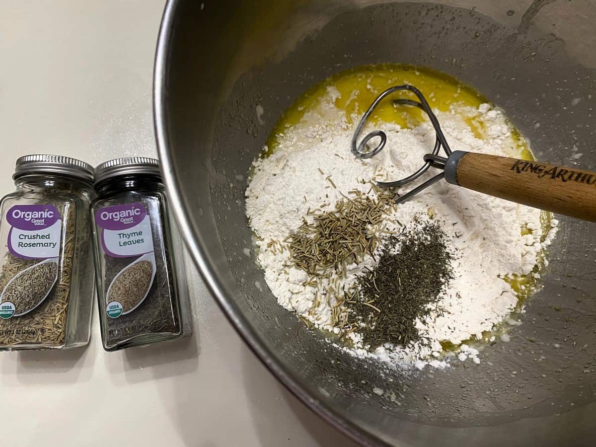 Mix Flour and Herb Mixture with the Sourdough Starter