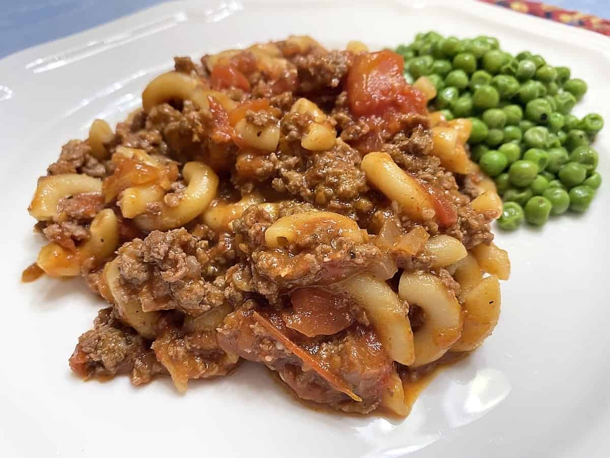 Serving Goulash with Peas