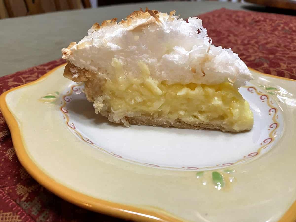 Cream Pie with a Fluffy Meringue - Served on Villa della Luna Plates from Pfaltzgraff