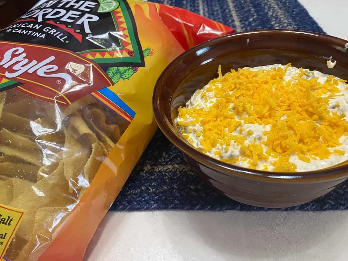 Serving Corn Dip with Tortilla Chips