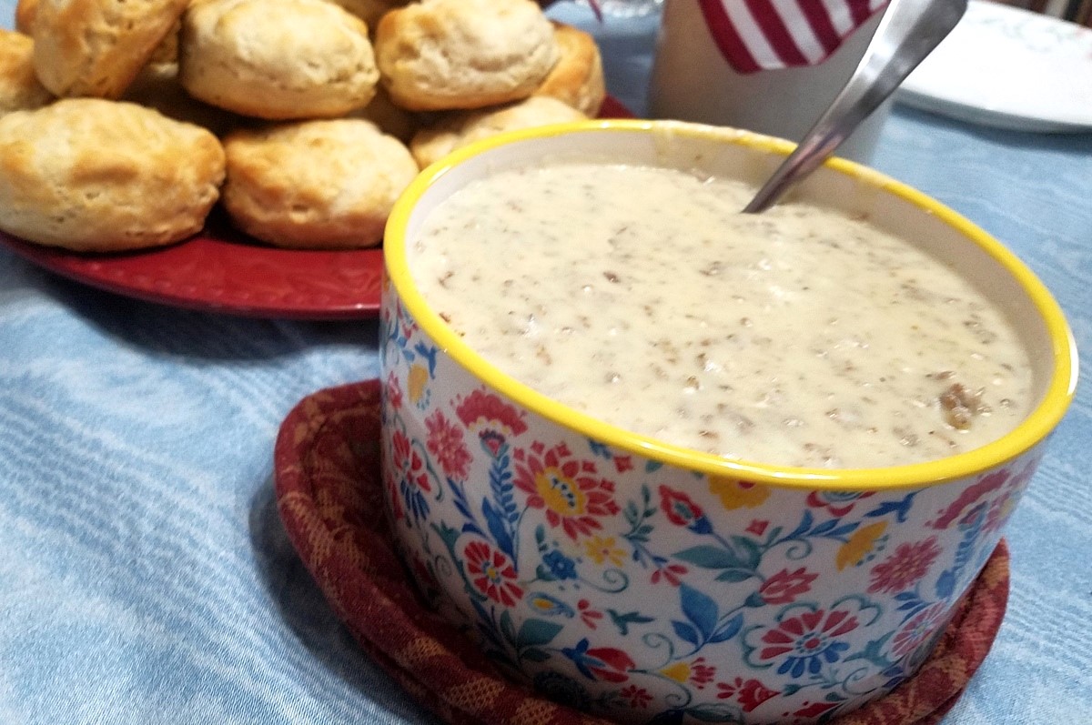 Serving Sausage Gravy and Biscuits on the 4th of July