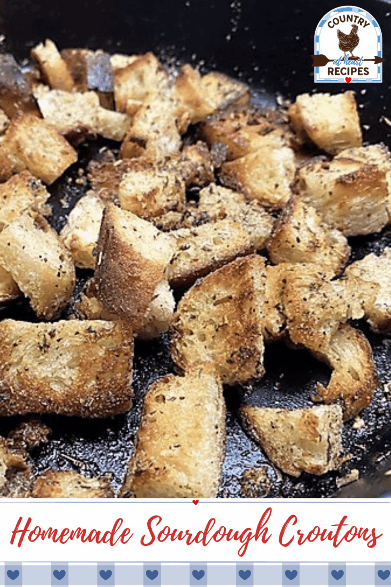Pinterest Pin - Homemade Sourdough Croutons