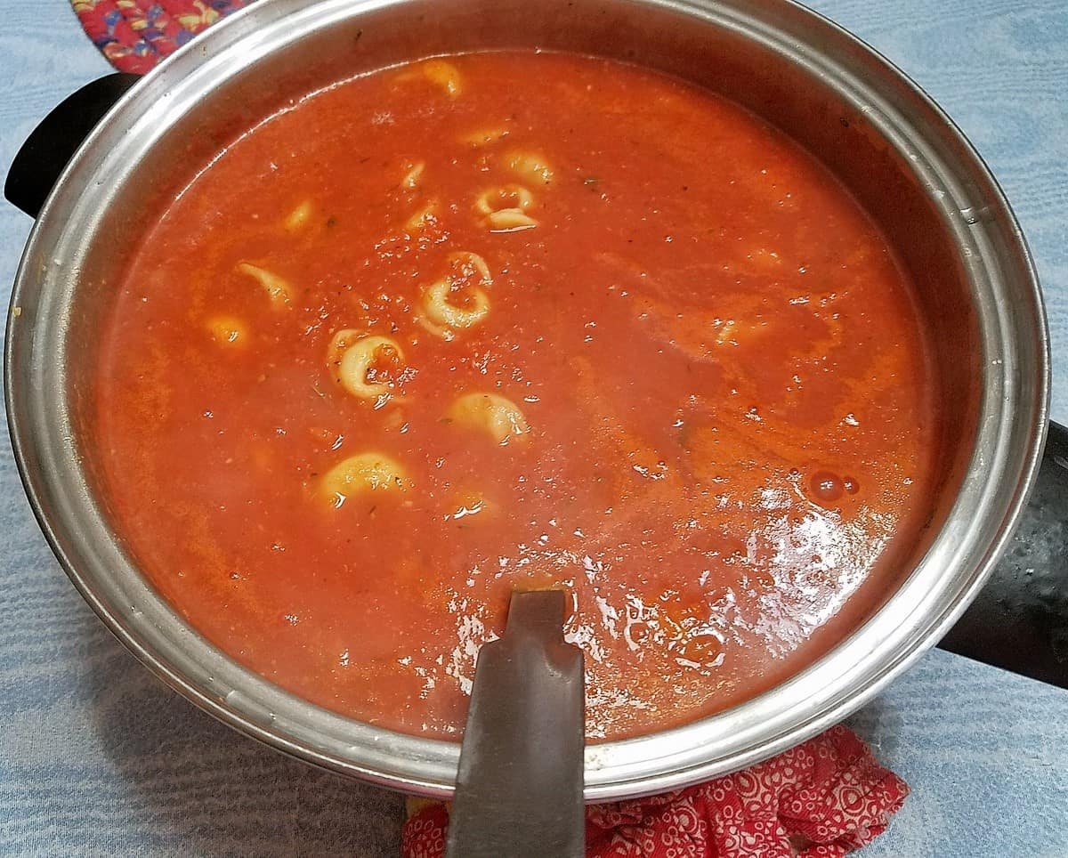 Finished Tomato Soup with Tortellini