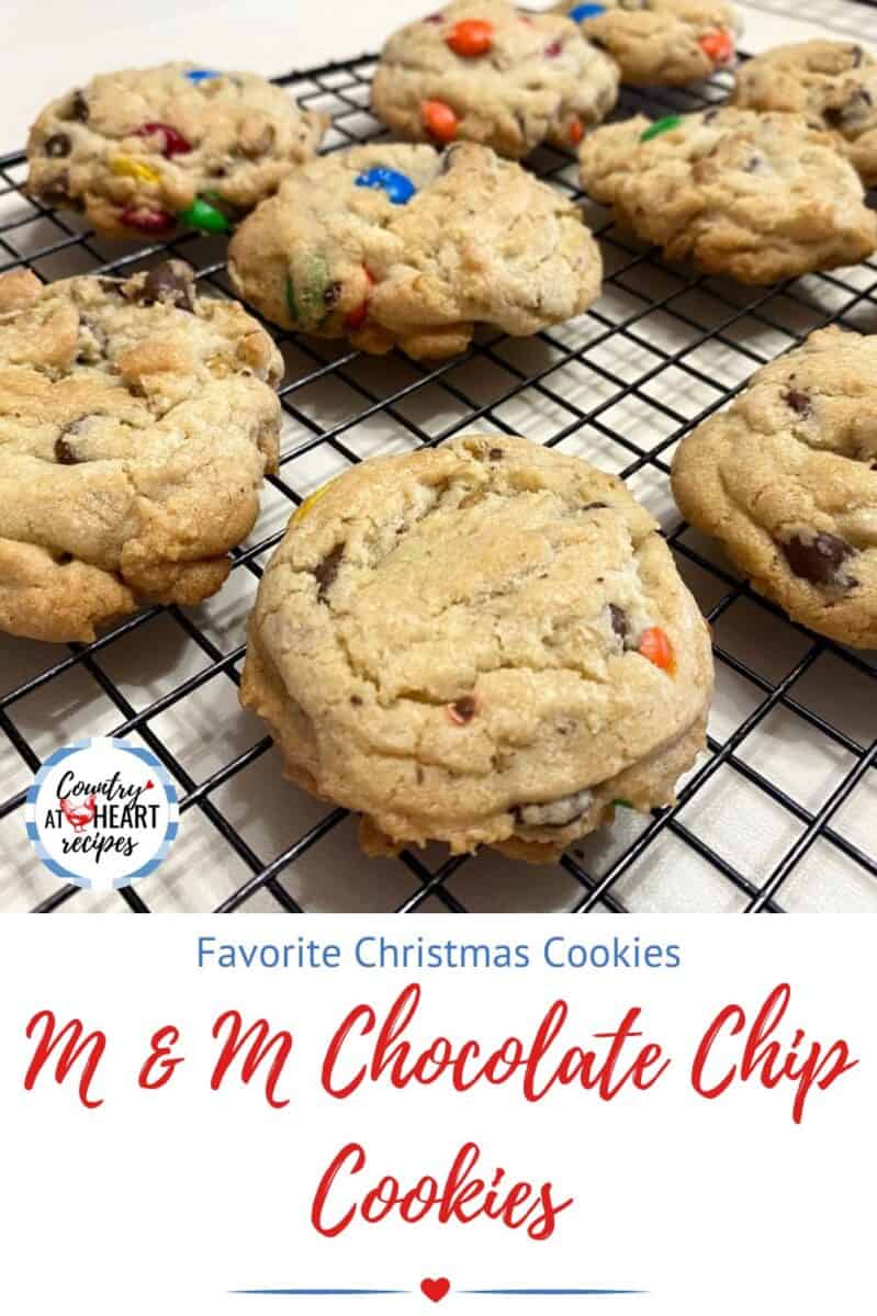 Pinterest Pin - M & M Chocolate Chip Cookies