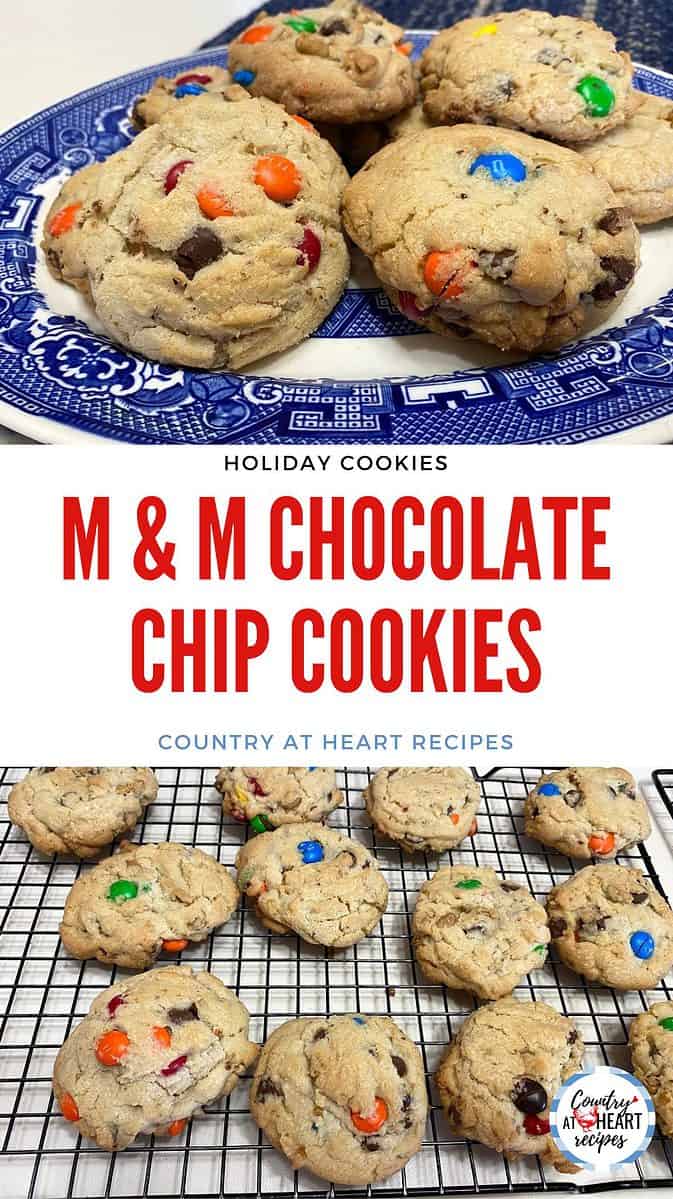 Pinterest Pin - M & M Chocolate Chip Cookies