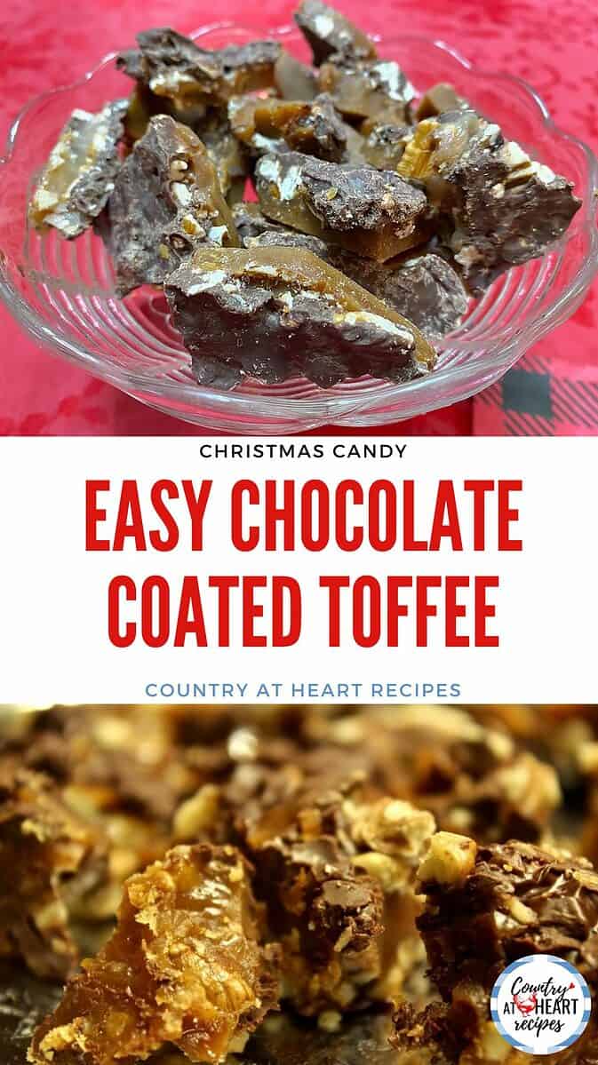 Pinterest Pin - Easy Chocolate Coated Toffee
