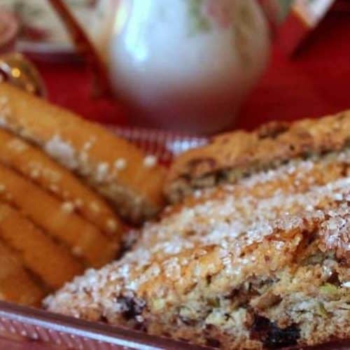 Serving Cherry Pistachio Biscotti Cookies and Lemon Biscotti at Tea Party