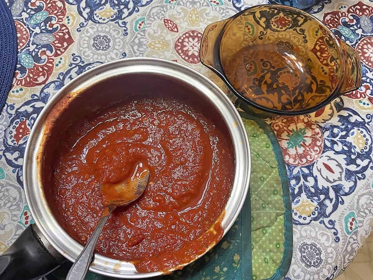 Using Homemade Pizza Sauce on Pizza and for Dip