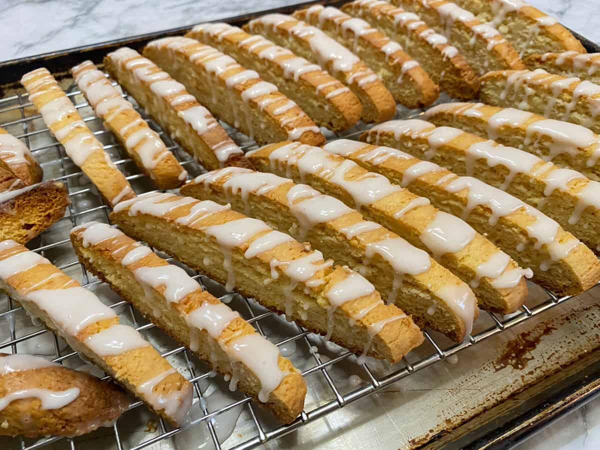 Drizzle Glaze over Baked Biscotti