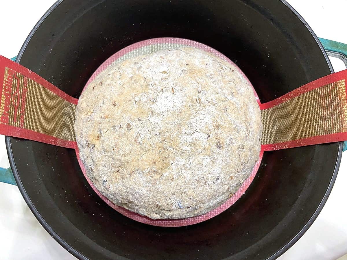Place Dough on a Bread Sling inside a Dutch Oven to Rise