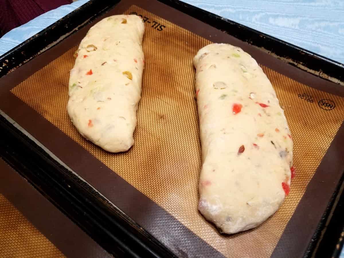 Getting ready to bake the Stollen Loaves