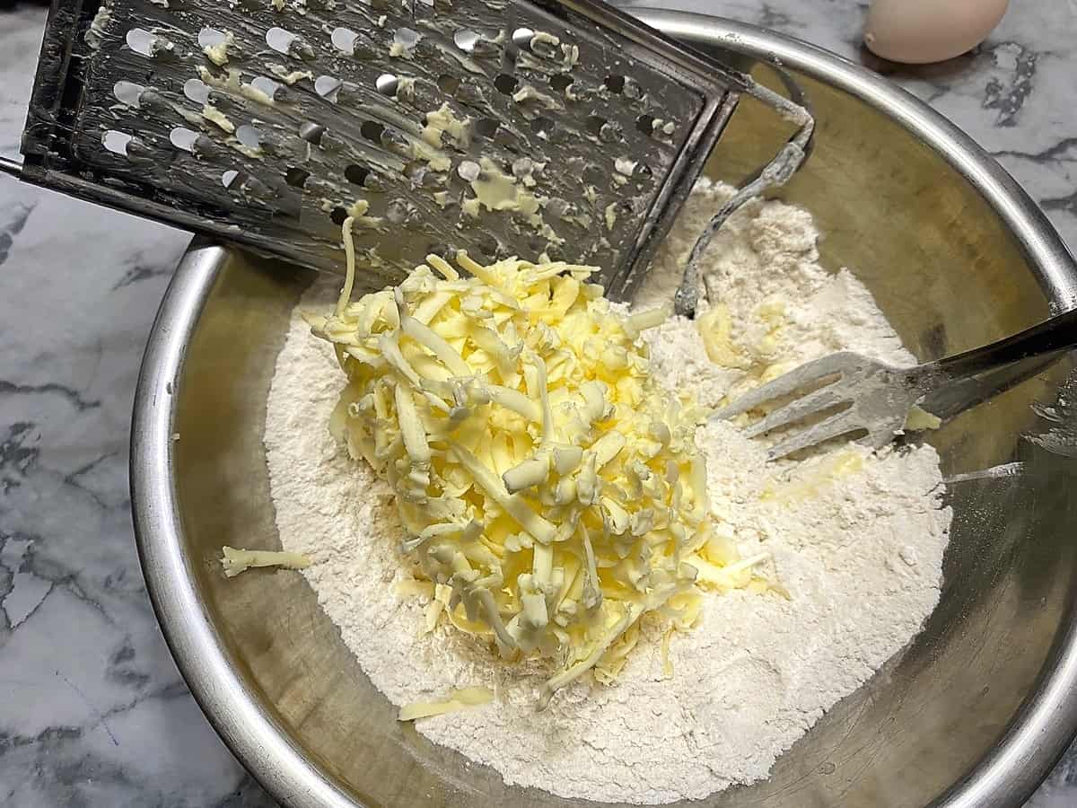 Grating Cold Butter into the Dough