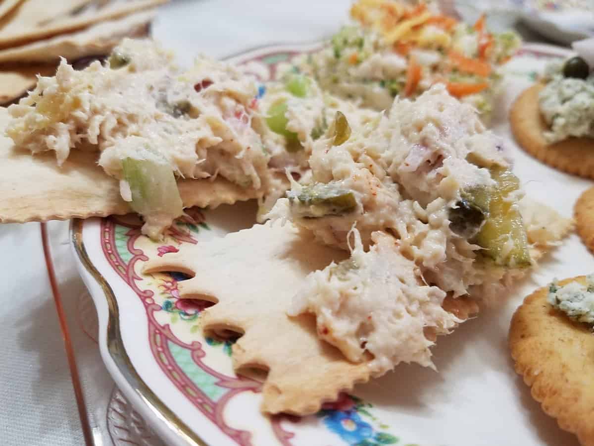 Serve Chicken Salad Spread on Plain Artisan Crackers