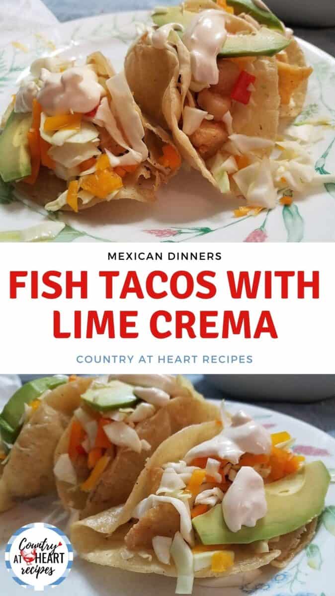 Pinterest Pin - Fish Tacos with Lime Crema