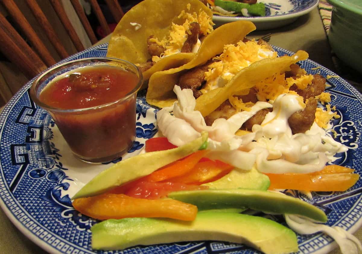 Fish Tacos with Salsa and Cheese