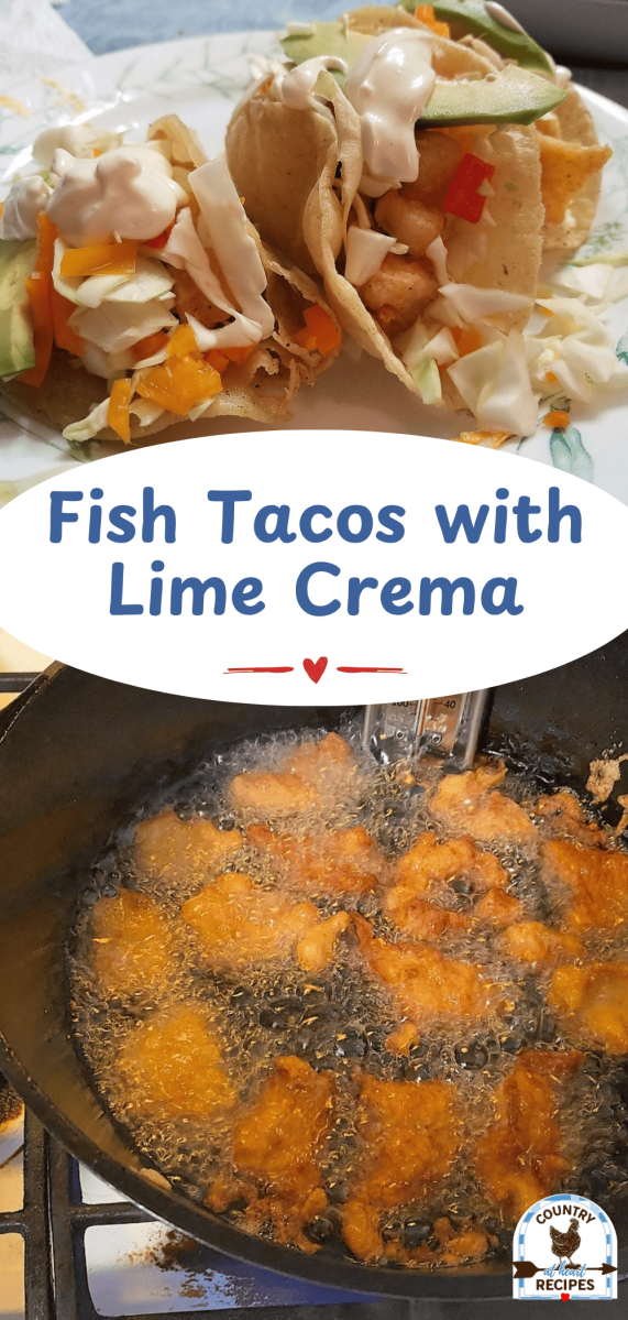 Pinterest Long Pin - Fish Tacos with Lime Crema