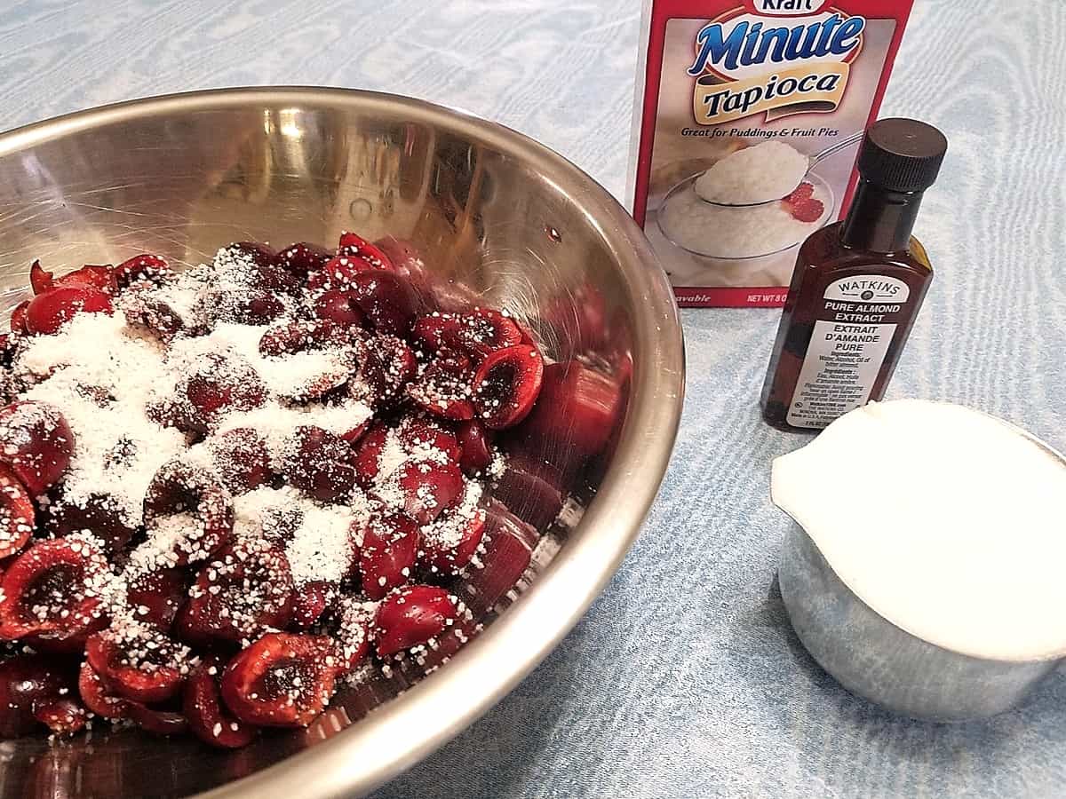Add Sugar and Tapioca to the Cherries to Make Filling