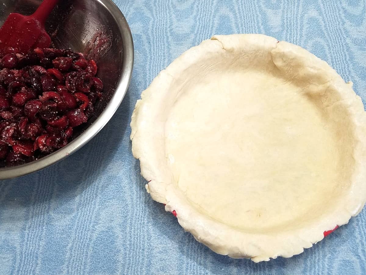 Placing Filling into bottom pie crust
