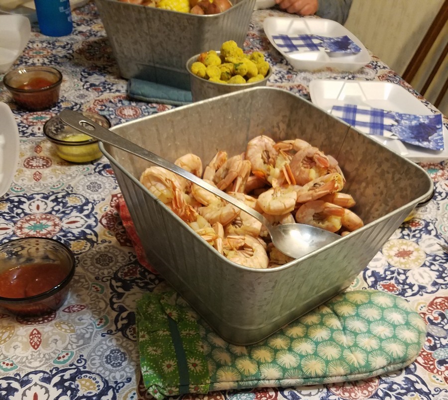 Summer Shrimp Boil Served Inside