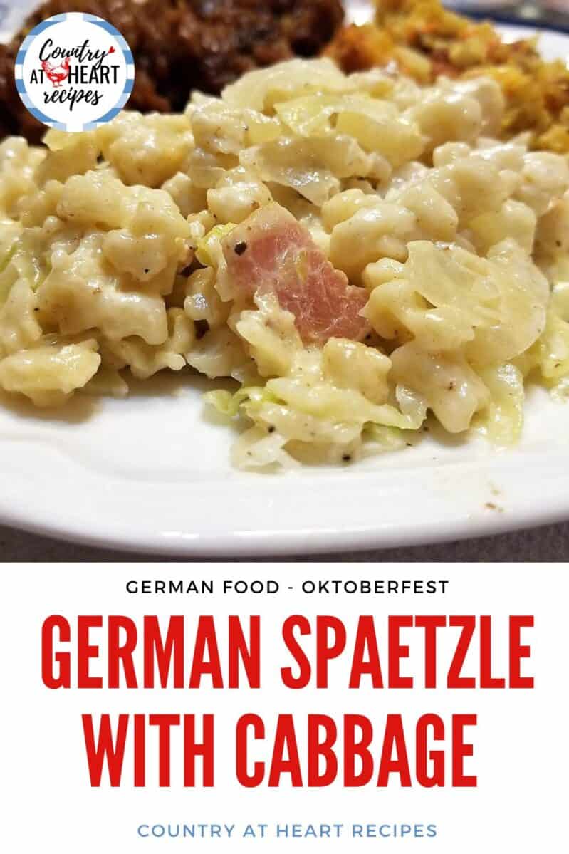 Pinterest Pin - German Spaetzle with Cabbage