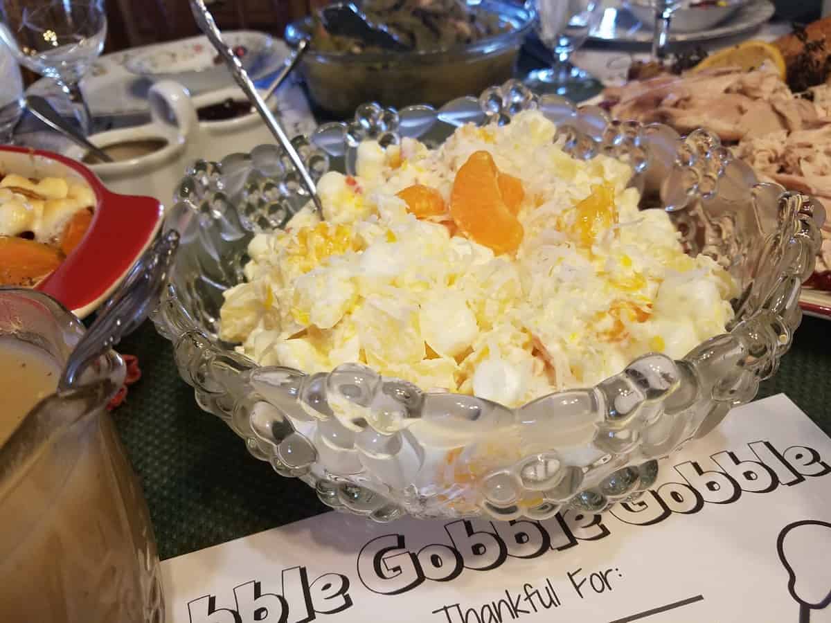 Serving Ambrosia Salad for Thanksgiving