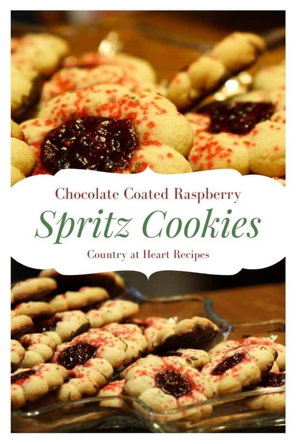 Pinterest Pin - Chocolate-Coated Raspberry Spritz Cookies
