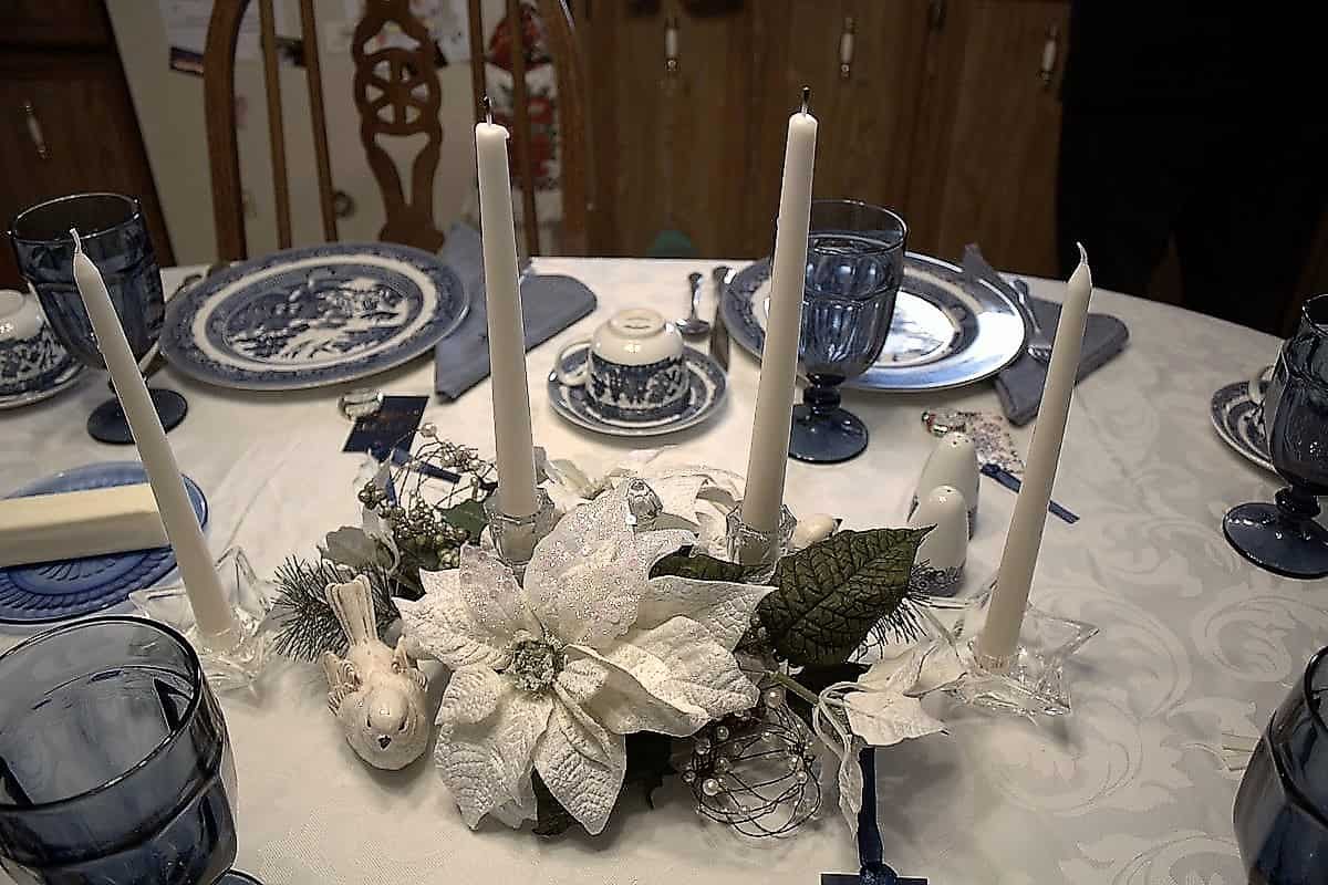 Simple Blue and White Table Setting with Blue Willow Dishes