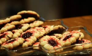 Serving Raspberry Spritz Cookies with Sprinkles