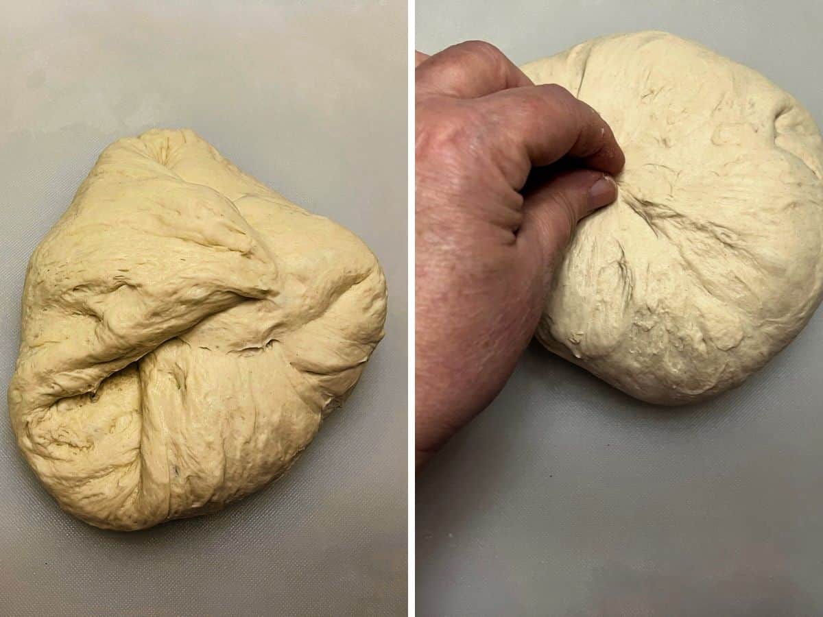 Stretch and Fold the Dough - Pinch Seams Together to Seal the Bottom
