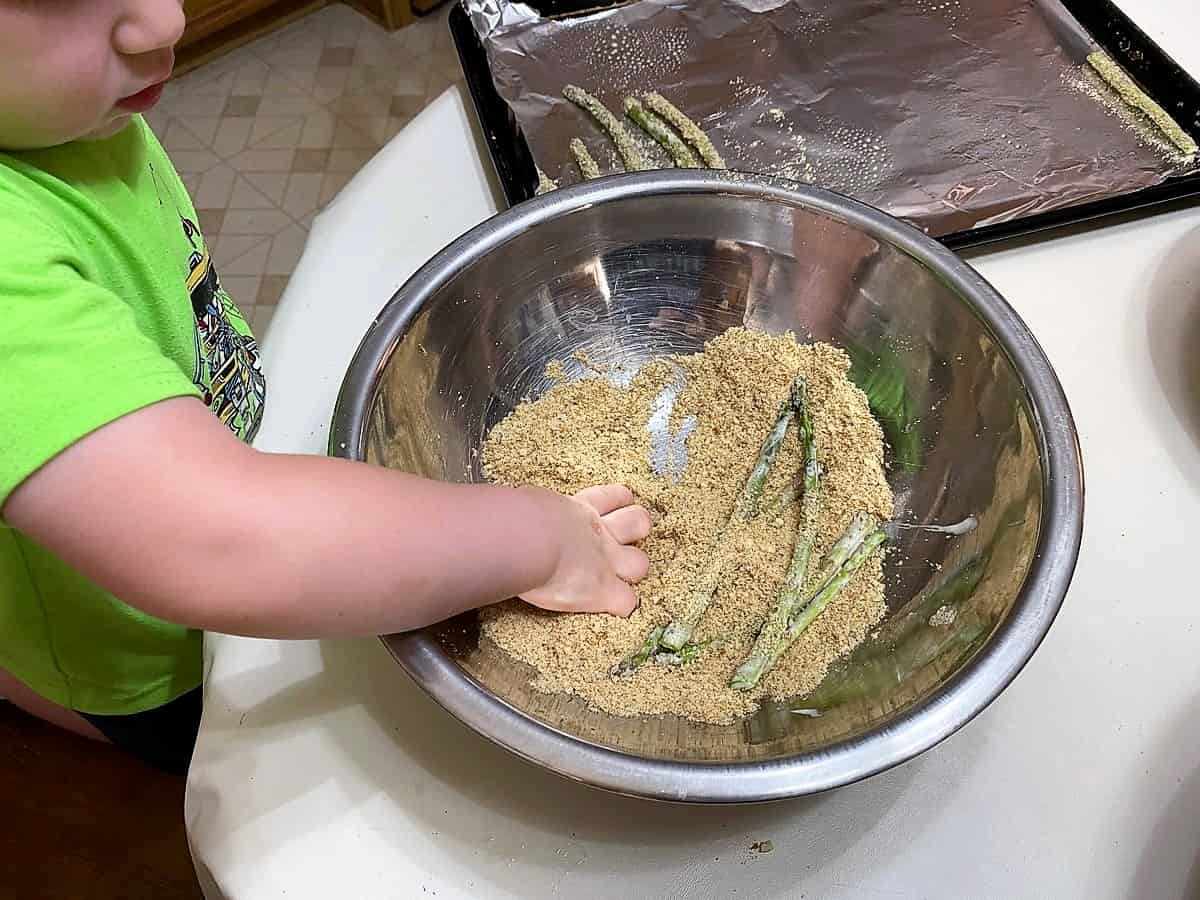 Grandson Helping with the Breading Steps