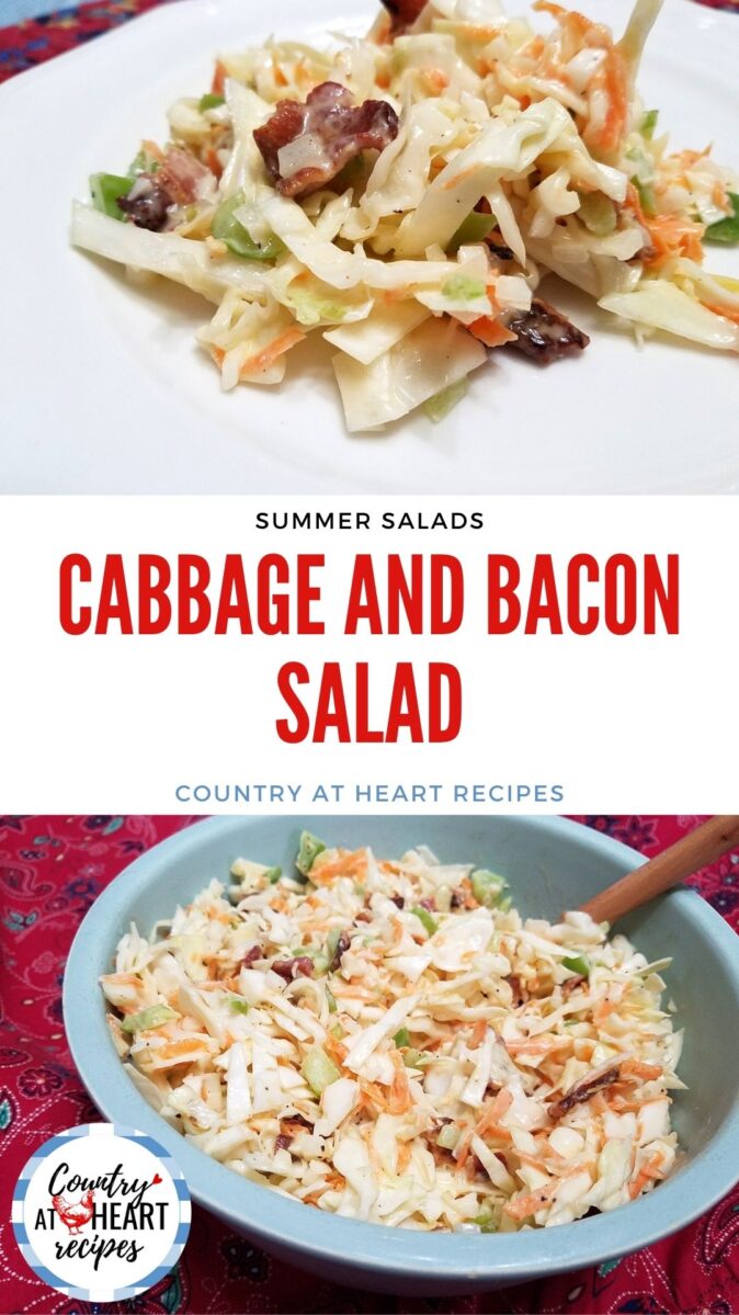 Pinterest Pin - Cabbage and Bacon Salad