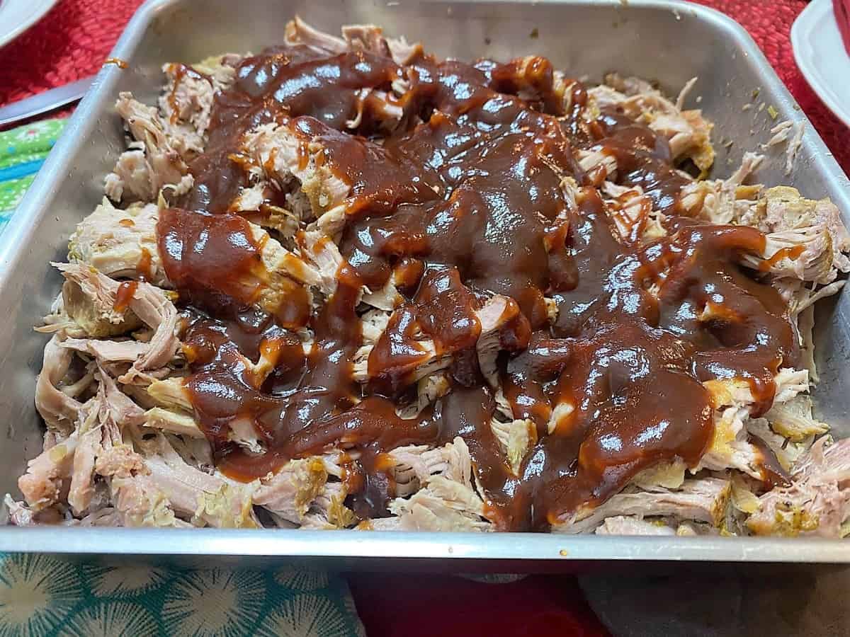 Pork Roast Served with Sweet Baby Rays Barbecue Sauce