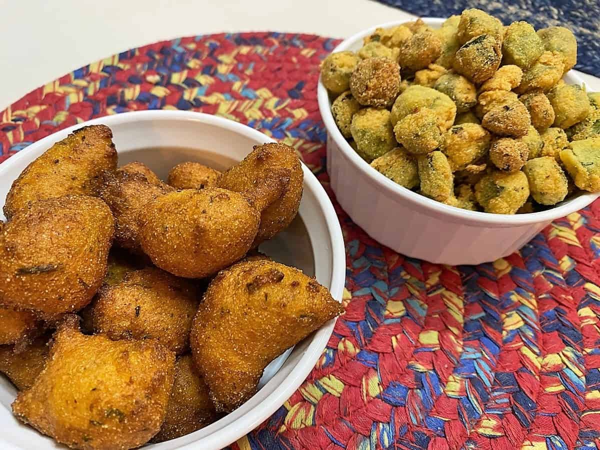 Serve Fried Okra with Hush Puppies at a Fish Fry or Shrimp Boil